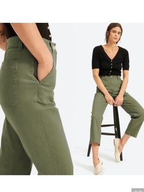 Everlane Olive Cropped Straight Ankle Pants